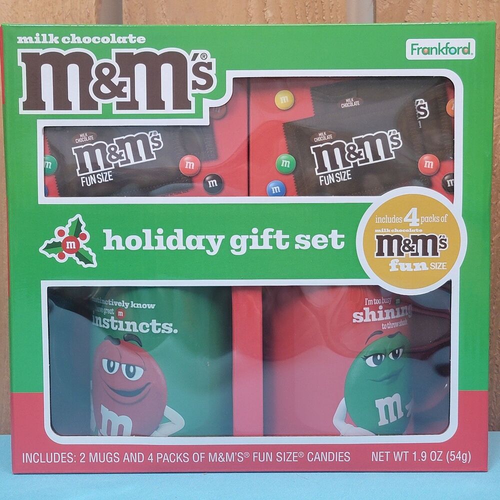 2024 M&M RED & GREEN CHARACTERS CERAMIC MUGS HOLIDAY GIFT SET W 4 Fun Size Pack